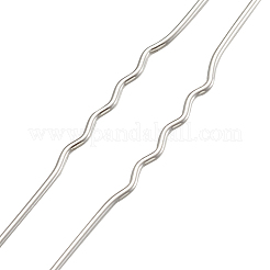 ヘアアクセサリーアイロンかんざしヘアフォークパーツ  プラチナ  63x10x1mm&nbsp;OHAR-TAC0002-01P