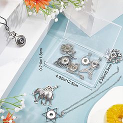 9スタイルの合金製ハングスナップベース大型ペンダント9個。  ラインストーン付き  交換可能なスナップ チャーム ジュエリー メイキング用  タワー/エレファント/ティアドロップ  アンティークシルバー＆プラチナ  34.5~73.5x28~50x4~5mm  穴：3.5~6.5x5~9mm  内径：4x5.5mm  1個/スタイル&nbsp;FIND-GF0004-30