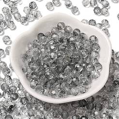 透明色ガラスラウンドビーズ  丸い穴  多面カット  ブラック  6x5.5mm  穴：1.2mm  約2000個/ポンド&nbsp;SEED-F006-04A-08