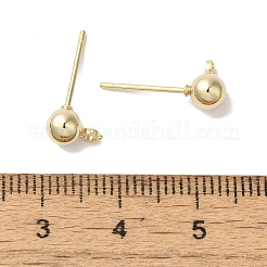 真鍮スタッドイヤリングを見つける  鉛フリー＆カドミウムフリー  ラウンド  24KGP本金メッキ  17x5mm  穴：1.5mm  ピン：12x1mm&nbsp;KK-K383-03B-G