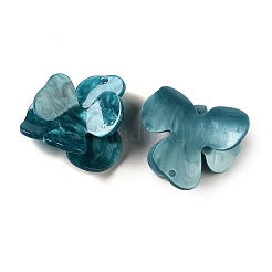 3d アクリルパーツ  ヒョウ柄の花チャーム  ティール  41x42.5x9.5mm  穴：2mm&nbsp;OACR-U007-02B-02