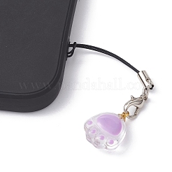 猫の足跡ガラスペンダント携帯ストラップ  ナイロンコードモバイルアクセサリー装飾  ミックスカラー  8.3cm&nbsp;HJEW-JM01349
