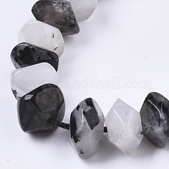 Natural Black Rutilated Quartz Beads Strands&nbsp;G-R462-11