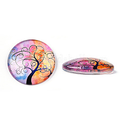 Half Round/Dome Tree Pattern Glass Flatback Cabochons for DIY Projects&nbsp;GGLA-Q037-25mm-M28-09