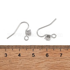 シェグレース 真鍮 パヴェ キュービックジルコニア イヤリング金具  耳ワイヤー  プラチナ  15x4.5mm  穴：2mm  ピン：0.8mm&nbsp;XGRQ4S090-743P