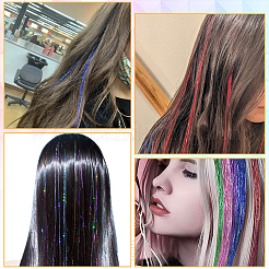 12個 12色レーザーペットヘアウィッグ  ヘアエクステンションアクセサリー  コスプレウィッグパーティーのお祝い用品  ミックスカラー  1200mm  1pc /カラー&nbsp;OHAR-SP0001-05B