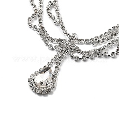合金ラインストーンヘアチェーン  ティアドロップ  銀  47x167x6mm&nbsp;OHAR-M044-02C-S