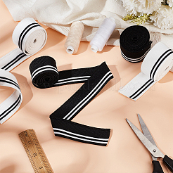 4Pcs 2 Colors 95% Elastic Fiber & 5% Spandex Stripe Pattern Polyester Ribbing Fabric for Cuffs&nbsp;OCOR-BC0006-50