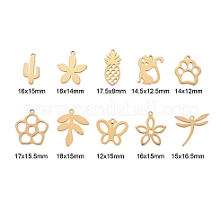 100Pcs 10 Style 304 Stainless Steel Pendants&nbsp;STAS-LS0001-32G