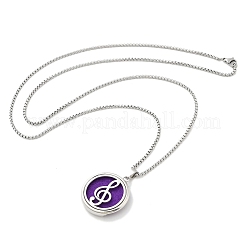 316 Surgical Stainless Steel Aromatherapy Diffuser Perfume Hollow Flat Round Pendant Box Chain Necklaces&nbsp;NJEW-R016-01P-01