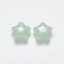 模造ヒスイのガラスビーズ  スター  薄緑  8x8.5x4mm  穴：1mm&nbsp;GLAA-R211-04-B02