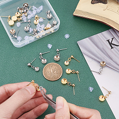 24Pcs 3 Styles 304 Stainless Steel Stud Earring Settings&nbsp;STAS-UN0027-41