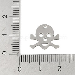 変色しない201ステンレススチールチャーム  スカルチャーム  ステンレス鋼色  13x15x1mm  穴：1.4mm&nbsp;STAS-C108-29P