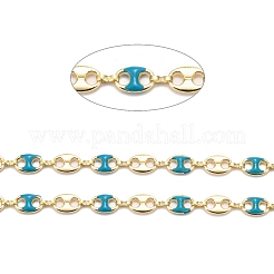 Golden Plated Alloy Enameled Coffee Bean Links Chains&nbsp;LCHA-H004-02G-E