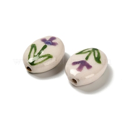Flower Theme Printed Handmade Porcelain Beads&nbsp;LAMP-D303-06E-04
