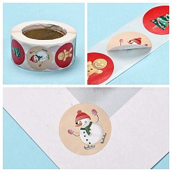 クリスマスタグステッカー  粘着紙ギフトタグステッカー  パーティーのために  装飾的なプレゼント  雪だるま  24.5mm  500PCS /ロール&nbsp;LS-DIY-E023-07I