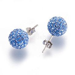 スターリングシルバーオーストリアクリスタルラインストーンイヤースタッド925個  ラウンド  210 _med.sapphire  20x10x1mm&nbsp;Q286G081