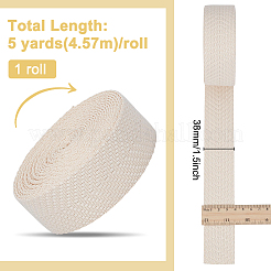 ポリコットンリボン  洋服アクセサリー用  フローラルホワイト  1-1/2インチ（38mm）  5ヤード/個&nbsp;SRIB-BC0001-53D