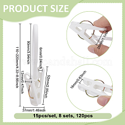 ロープ付きプラスチック物干しクリップ120個  ホワイト  110~220x12x37mm  穴：6mm&nbsp;AJEW-GO0004-23