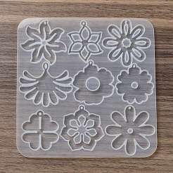 花の DIY ペンダントシリコンモールド  レジン型  UVレジン用  エポキシ樹脂工芸品作り  ホワイトスモーク  133x131x4.5mm  穴：2mm  内径：32~48.5x36~46mm&nbsp;DIY-G100-01B