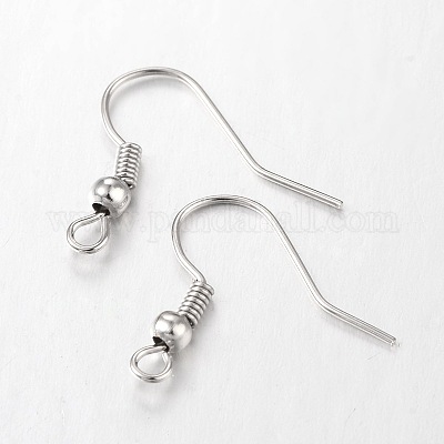 アイアン製ピアスフック  水平ループ付き  プラチナ  17~19x18mm  穴：2mm  ピン：0.6mm&nbsp;X-E135-1