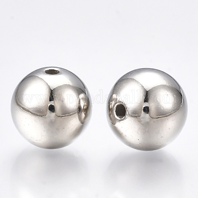 CCBプラスチックビーズ  ラウンド  プラチナ  10x9.5mm  穴：1.5~2mm  約850個/500g&nbsp;CCB-S160-49P-1