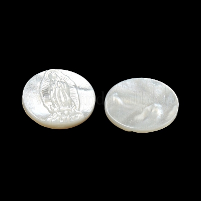 Carved Natural White Shell Cabochons&nbsp;SSHEL-N038-06B-04-1