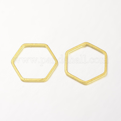真鍮製フレームコネクター  六角  ラックめっき  ゴールドカラー  20x18x1mm&nbsp;X-KK-K136-03G-1