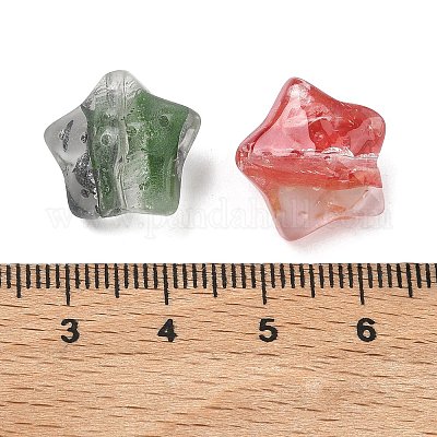 中央に染色されたガラスビーズ  スター  ミックスカラー  16x17x9mm  穴：2mm&nbsp;GLAA-A043-02-1