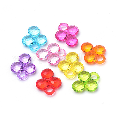透明なアクリルパーツ  フラットラウンド  訴え  ミックスカラー  17.5x14.5x4.5mm  穴：3mm  約970個/500g&nbsp;TACR-S144-53-1