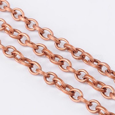 アイアン製アズキチェーン  溶接されていない  スプールで  鉛フリーとニッケルフリー  赤銅鉱  5x4x1mm  約164.04フィート（50m）/ロール&nbsp;CH-S047-R-FF-1