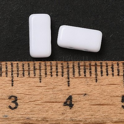 不透明なアクリルビーズ  長方形  ホワイト  8x4x3mm  穴：1mm&nbsp;OACR-M018-02C-1