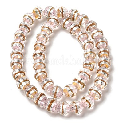 ランプワークビーズ連売り  ラウンド  ピンク  12mm  穴：1.2mm  約45個/連  19.29''（49センチメートル）&nbsp;LAMP-E036-07B-1