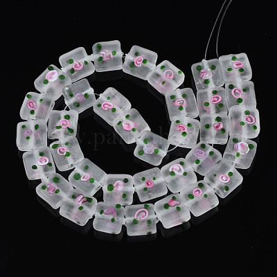 Handmade Frosted Lampwork Beads Strands&nbsp;LAMP-N021-38F-1