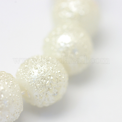 Baking Painted Textured Glass Pearl Bead Strands&nbsp;X-HY-Q002-6mm-01-1