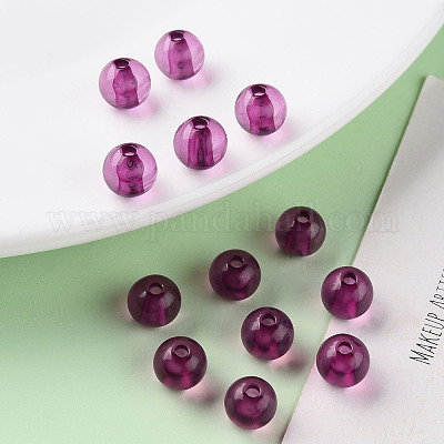 透明なアクリルビーズ  ラウンド  マゼンタ  8x7mm  穴：2mm  約1745個/500g&nbsp;MACR-S370-A8mm-743-1