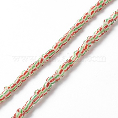 手作りランプワークビーズ連売り  3トーン  コラム  カラフル  4~5.5x2~4mm  穴：0.8mm  約130個/連  14.96~15.75インチ（38~40cm）&nbsp;BLOW-K001-01A-04-1