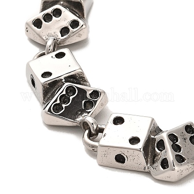 Wholesale 304 Stainless Steel Dice Link Chain Bracelets