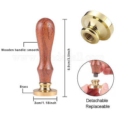 Brass Wax Seal Stamp with Handle&nbsp;AJEW-WH0184-0171-1
