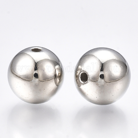 CCBプラスチックビーズ  ラウンド  プラチナ  10x9.5mm  穴：1.5~2mm  約850個/500g&nbsp;CCB-S160-49P-1
