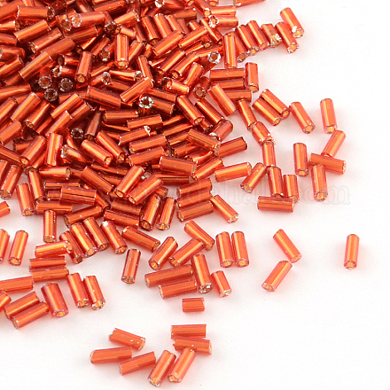 ガラス竹ビーズ  銀並ぶ  レッド  4~4.5x2mm  穴：1mm  約450 G /袋  14000個/袋&nbsp;SEED-R011-25-1