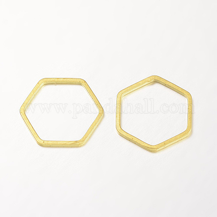 真鍮製フレームコネクター 六角 ラックめっき ゴールドカラー 20x18x1mm X-KK-K136-03G-1