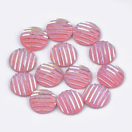 樹脂カボション  フラットラウンド  ピンク  12x3~3.5mm&nbsp;CRES-T012-05C-1