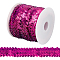 Plastic Paillette Elastic Beads, Sequins Beads, Ornament Accessories, 3 Rows Paillette Roll, Flat Round, Fuchsia, 25x1.5mm, 10m/roll