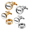 Stainless Steel Cufflinks, Flat Round Photo Frame, Mixed Color, 31x17mm, Inner Diameter: 12mm