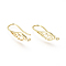 Brass Earring Hooks, Ear Wire, with Horizontal Loop, Cadmium Free & Lead Free, Teardrop, Golden, 25x6mm, Hole: 2mm, 18 Gauge, Pin: 1mm
