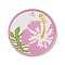 Opaque Acrylic Pendants, Flat Round with Flower, Orchid, 45x3mm, Hole: 3.5mm