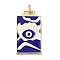 Brass Micro Pave Cubic Zirconia Pendant with Enamel, Cadmium Free & Nickel Free & Lead Free, Rectangle, Dark Blue, 45.5x25.5x2.5mm, Hole: 4.5mm