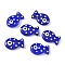 Baking Paint Glass Enamel Beads, Fish, Medium Blue, 19.5x12.5x6~6.5mm, Hole: 1.2~1.4mm