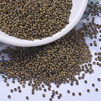 MIYUKIラウンドロカイユビーズ  日本製シードビーズ  （rr4517)不透明な茶色のピカソ  11/0  2x1.3mm  穴：0.8mm  約1111個/10g&nbsp;X-SEED-G007-RR4517